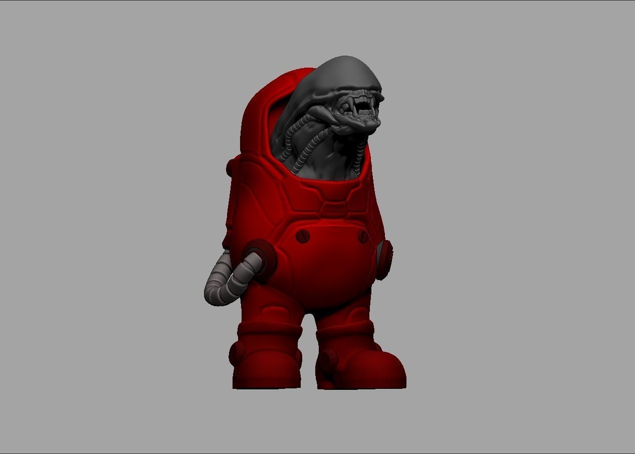 Among us game character alien impostor 3D print model_11