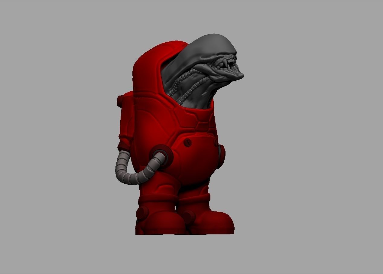 Among us game character alien impostor 3D print model_12