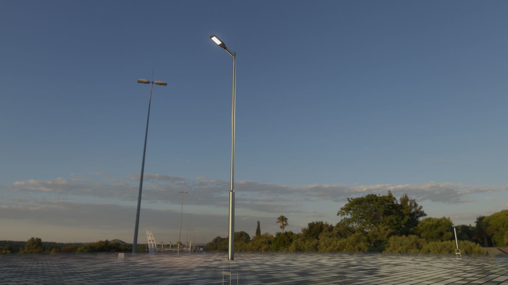 Street Light 12 version 6 5m with pole 2 Low-poly 3D model_10