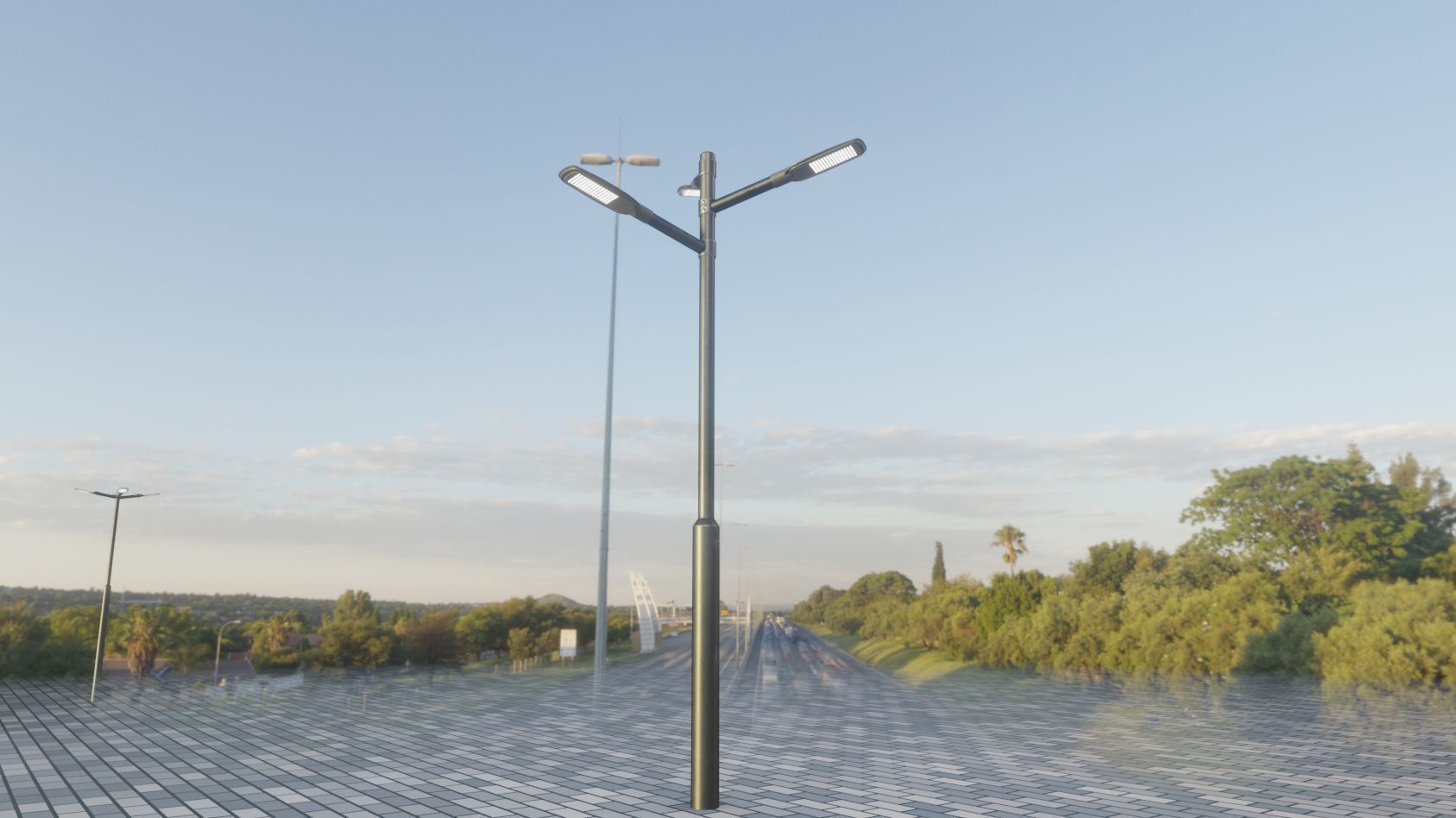 Street Light 12 version 5 3m with pole 3 Low-poly 3D model_20