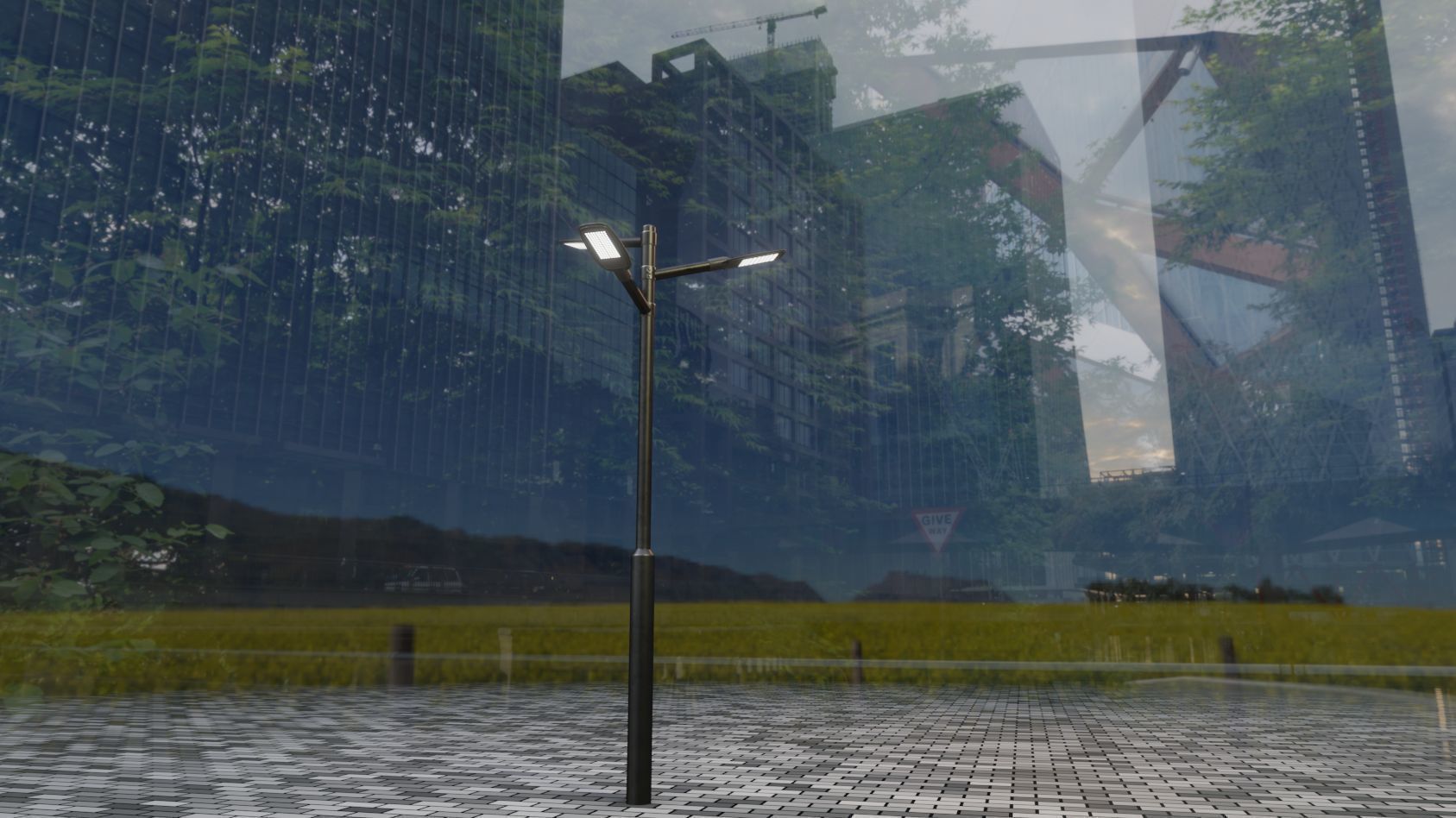 Street Light 12 version 5 3m with pole 3 Low-poly 3D model_83