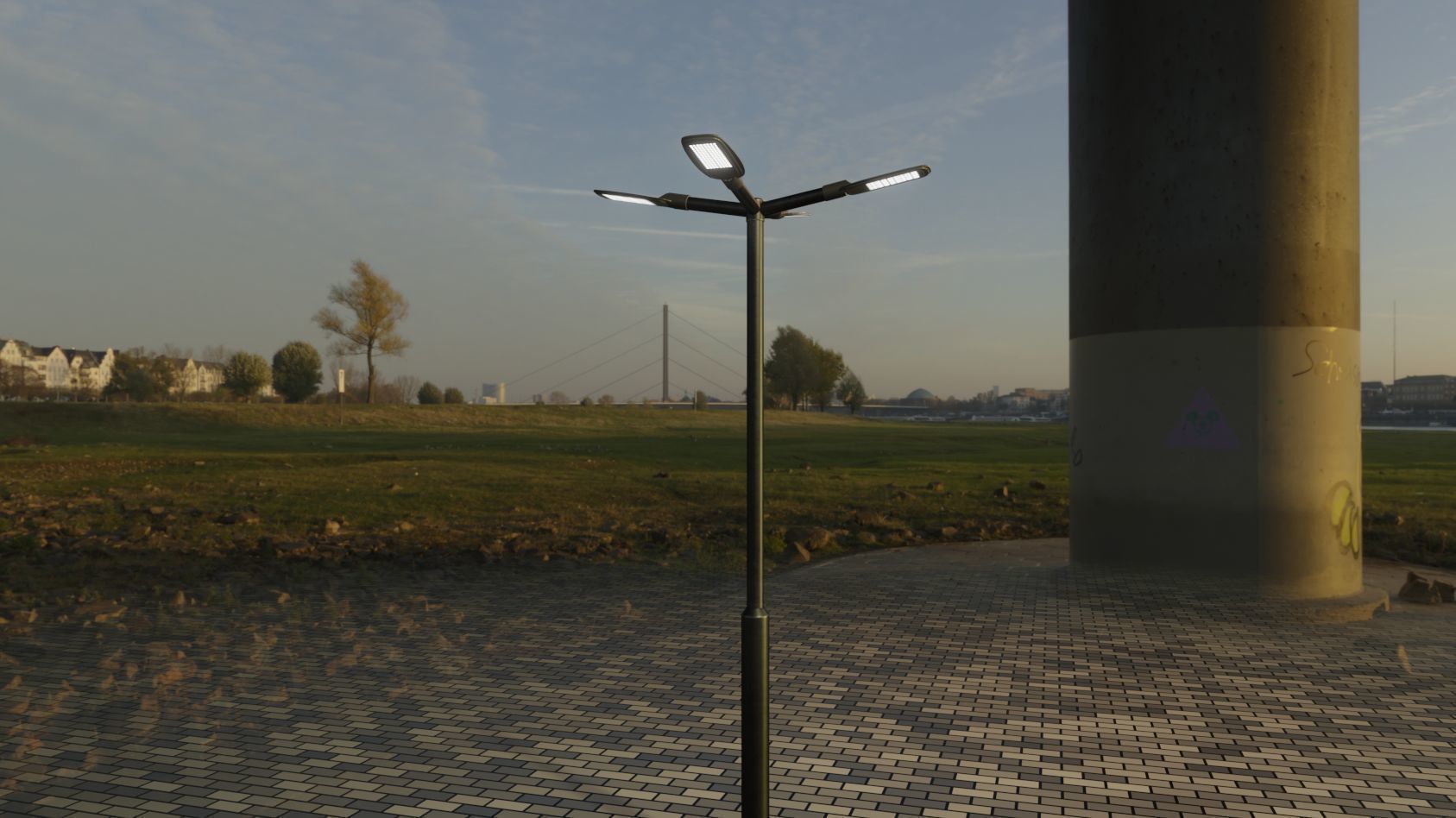 Street Light 12 version 4 3m with pole 3 Low-poly 3D model_30