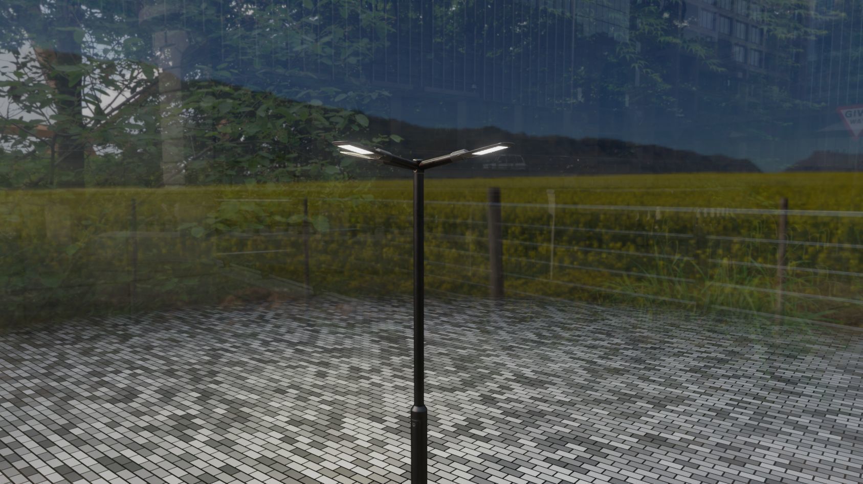 Street Light 12 version 4 3m with pole 3 Low-poly 3D model_16