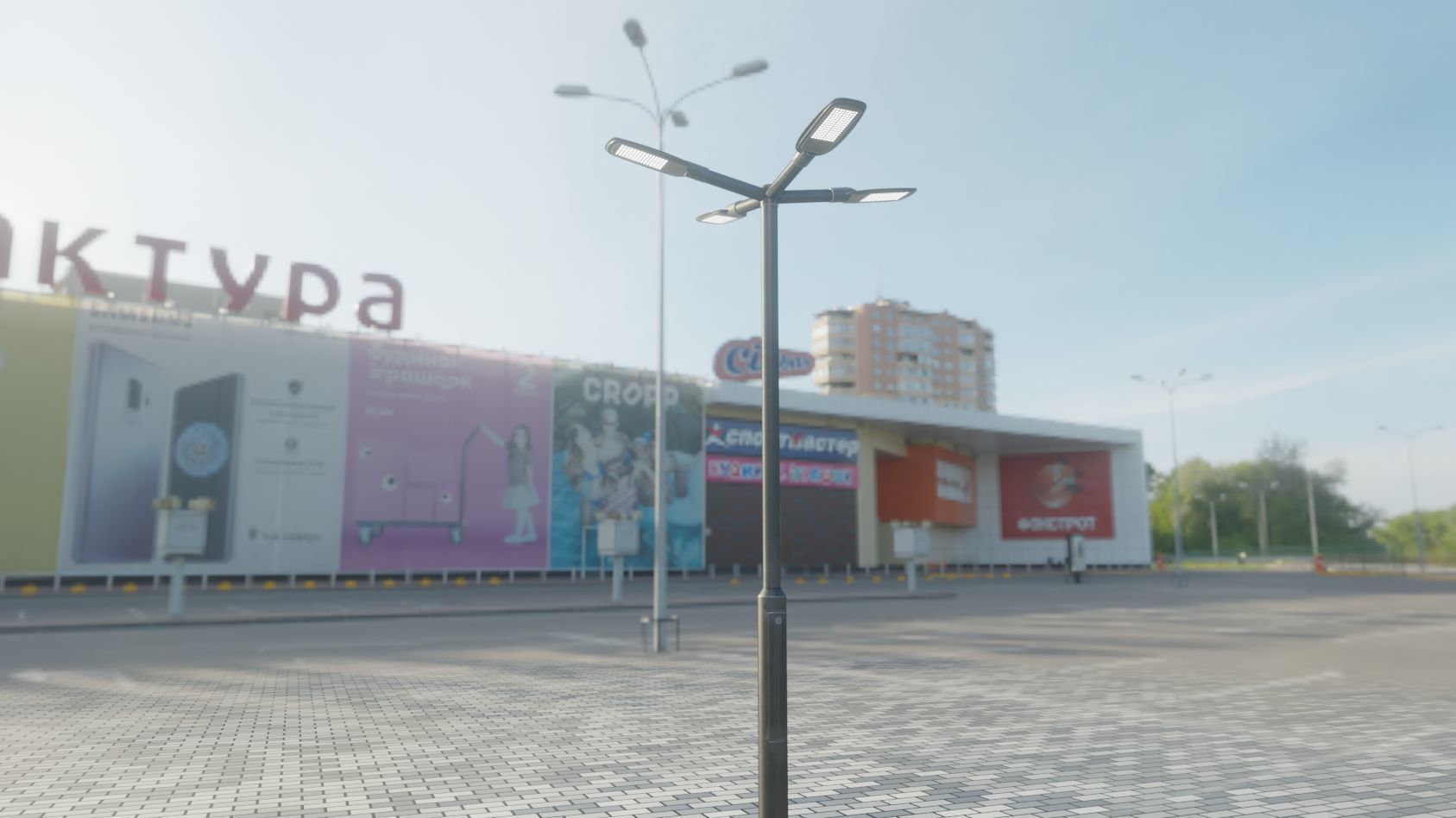 Street Light 12 version 4 3m with pole 3 Low-poly 3D model_96