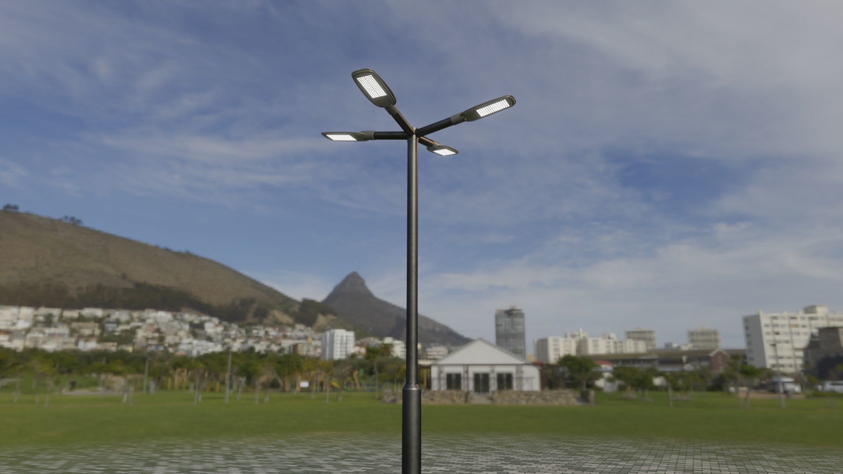Street Light 12 version 4 3m with pole 3 Low-poly 3D model_84
