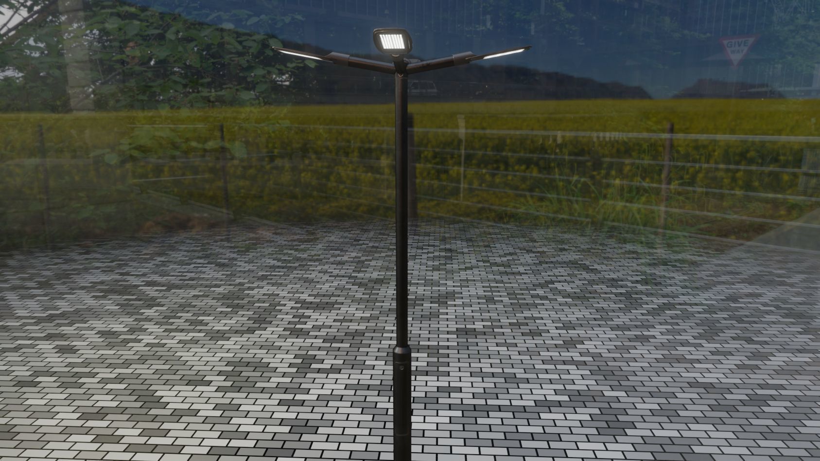 Street Light 12 version 4 3m with pole 3 Low-poly 3D model_46