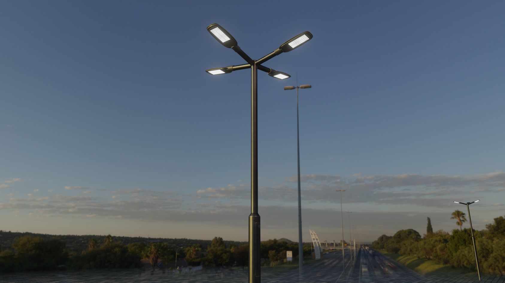 Street Light 12 version 4 3m with pole 3 Low-poly 3D model_7