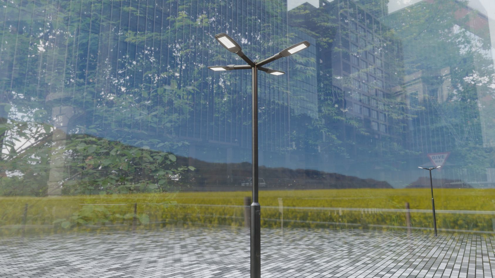 Street Light 12 version 4 3m with pole 3 Low-poly 3D model_93