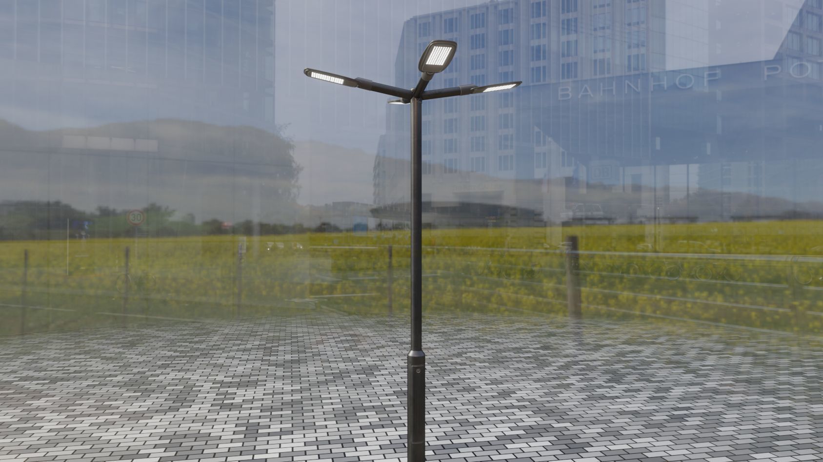 Street Light 12 version 4 3m with pole 3 Low-poly 3D model_11