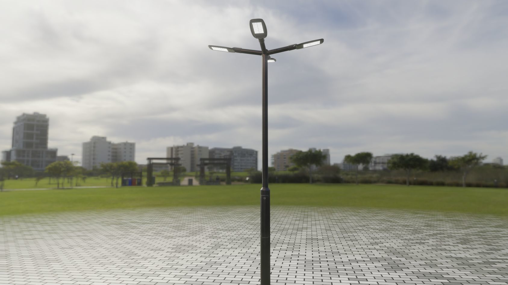 Street Light 12 version 4 3m with pole 3 Low-poly 3D model_99