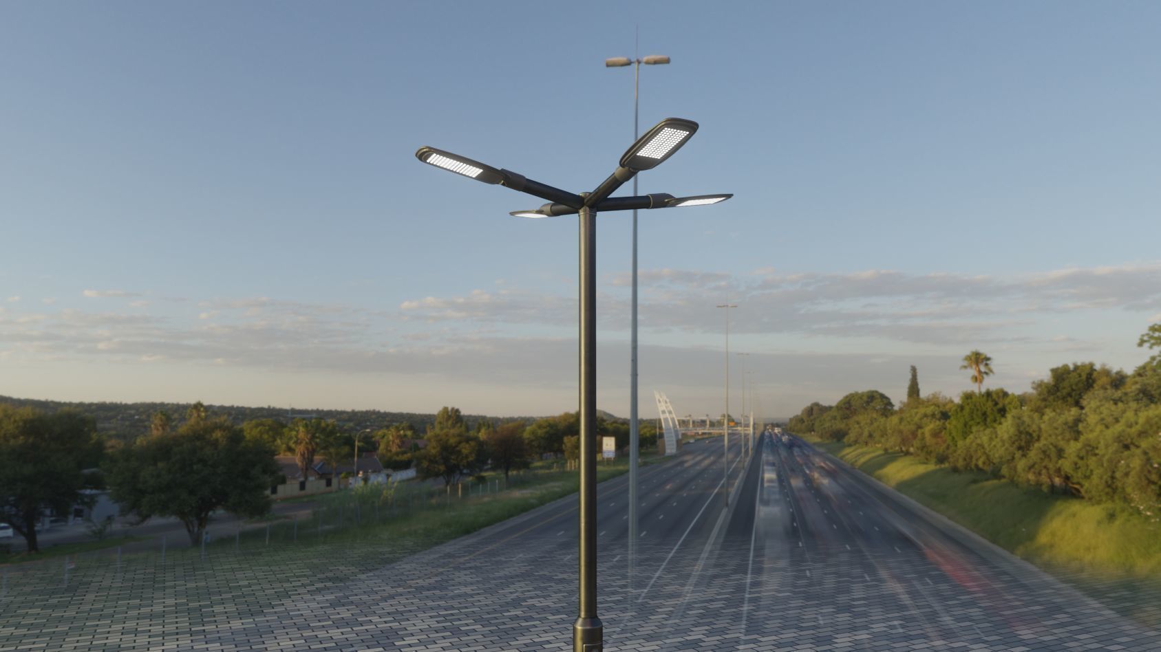 Street Light 12 version 4 3m with pole 3 Low-poly 3D model_43