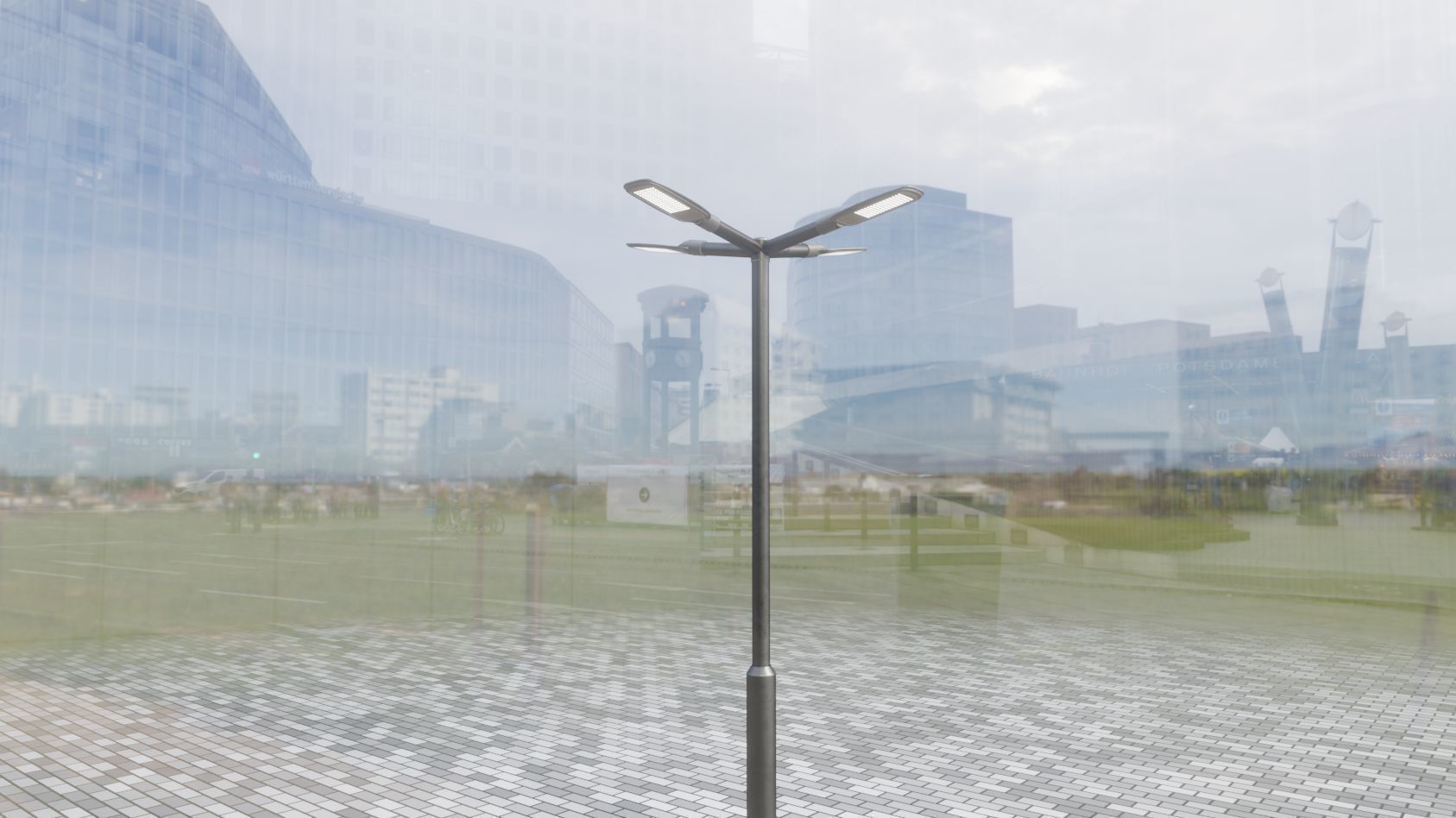 Street Light 12 version 4 3m with pole 3 Low-poly 3D model_32