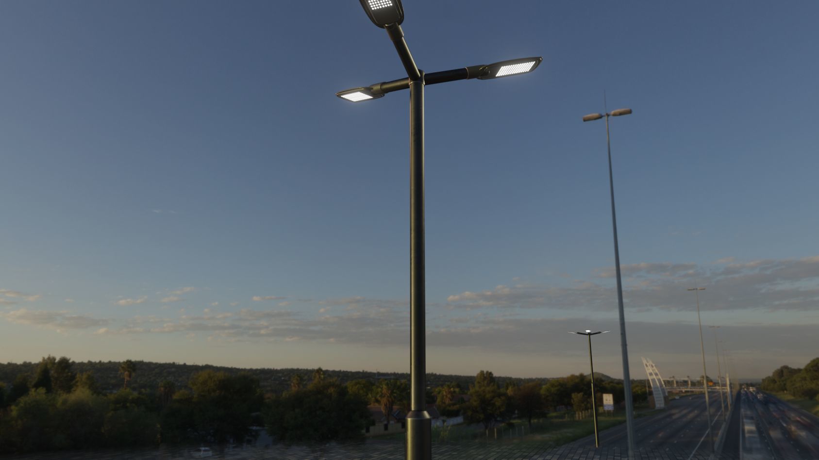 Street Light 12 version 3 3m with pole 3 Low-poly 3D model_19