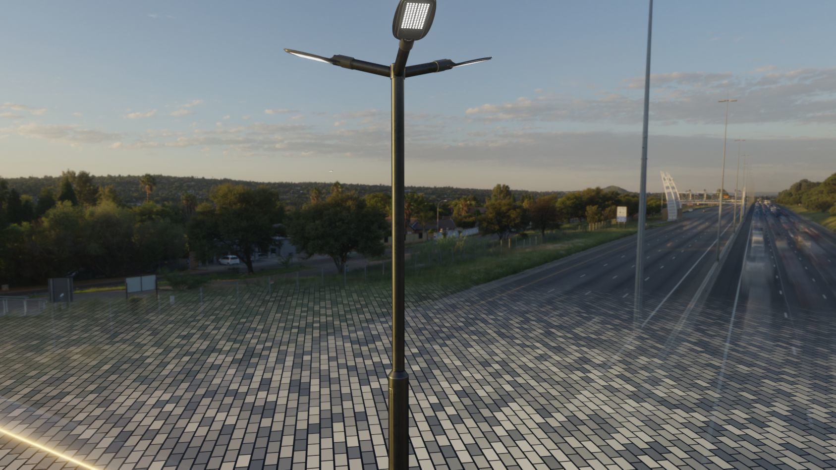 Street Light 12 version 3 3m with pole 3 Low-poly 3D model_7