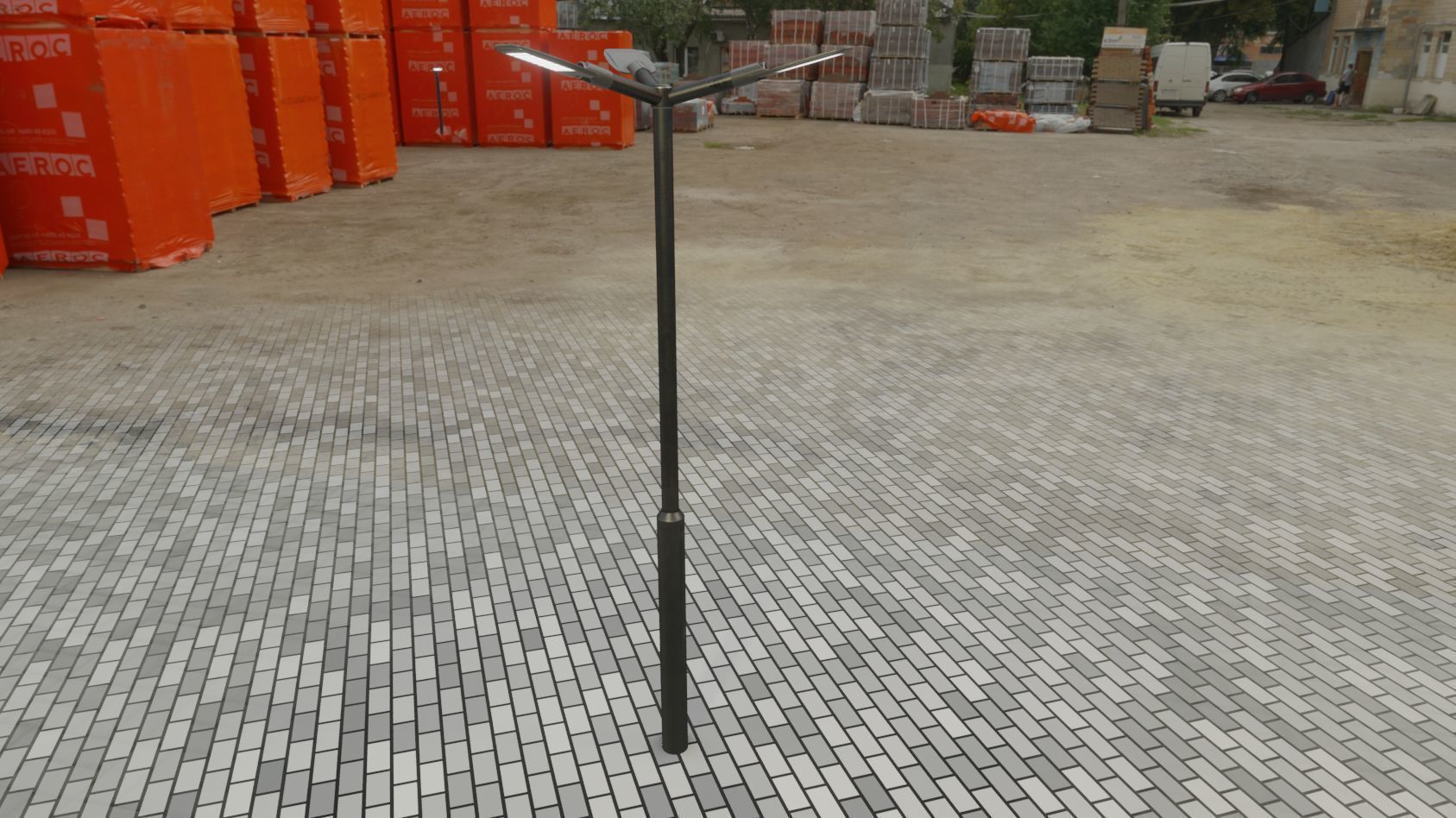 Street Light 12 version 3 3m with pole 3 Low-poly 3D model_56