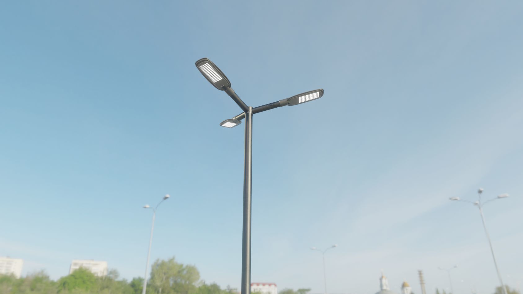 Street Light 12 version 3 3m with pole 3 Low-poly 3D model_10