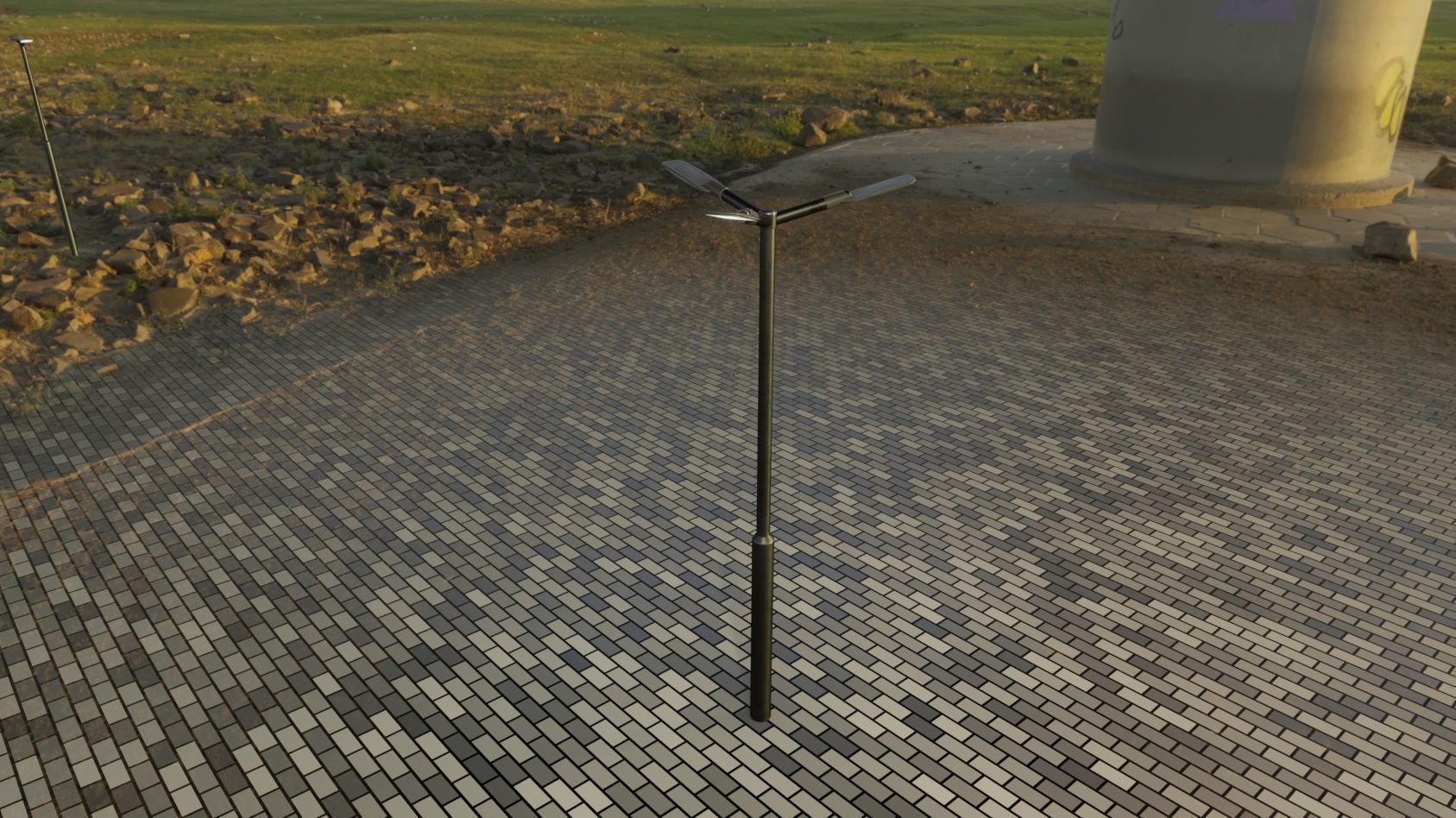Street Light 12 version 3 3m with pole 3 Low-poly 3D model_87