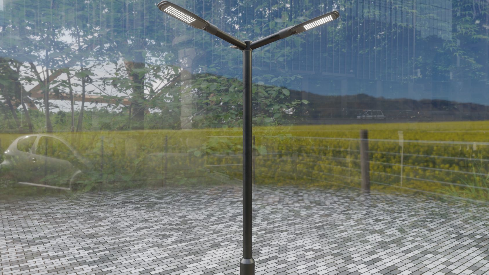 Street Light 12 version 3 3m with pole 3 Low-poly 3D model_22