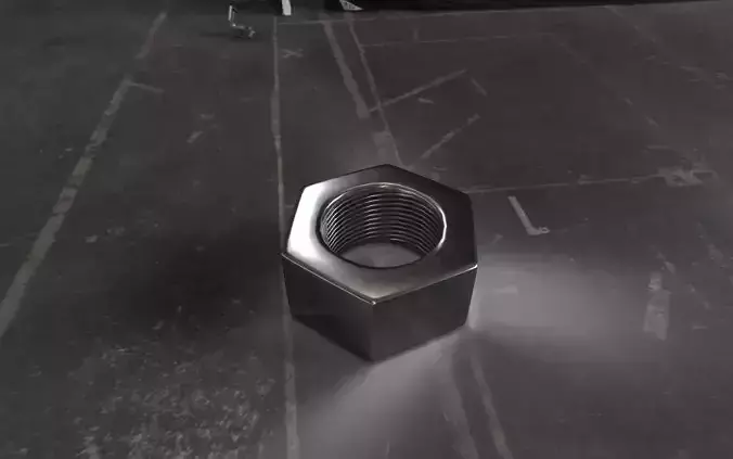 Rusty and clean steel hexagonal nut