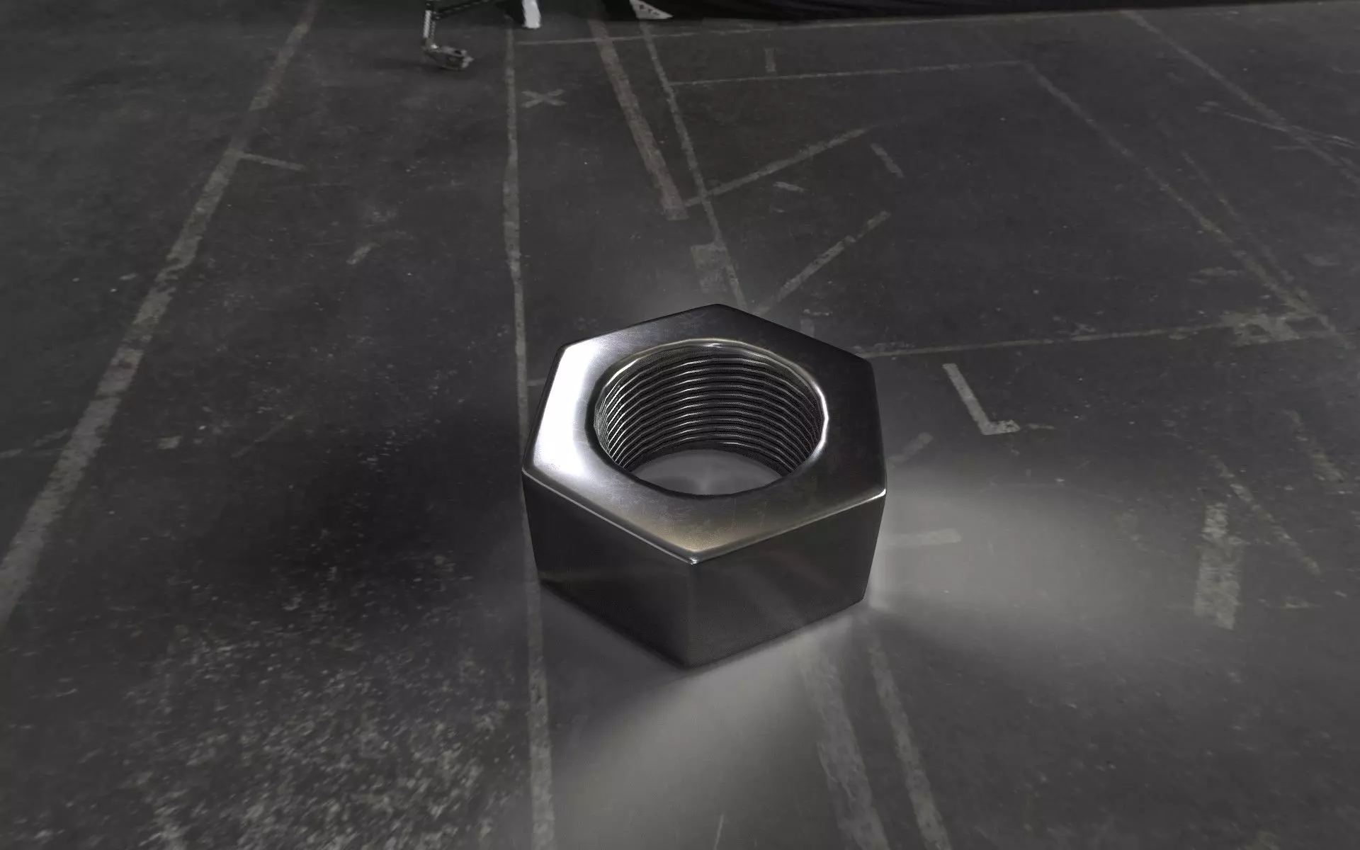 Rusty and clean steel hexagonal nut Low-poly 3D model_0