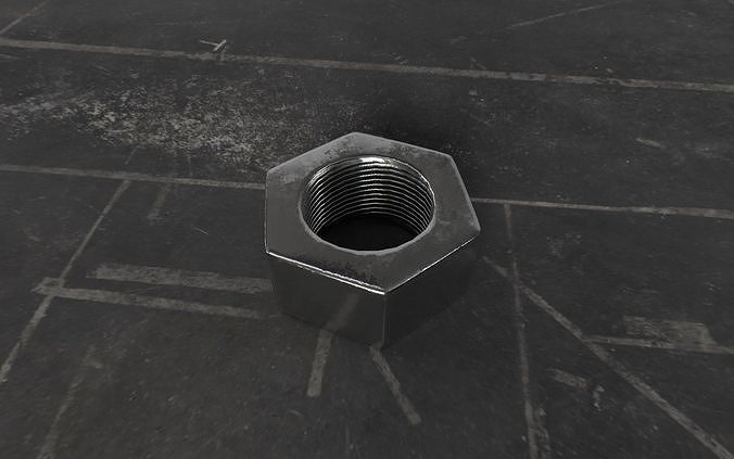 Rusty and clean steel hexagonal nut Low-poly 3D model 6