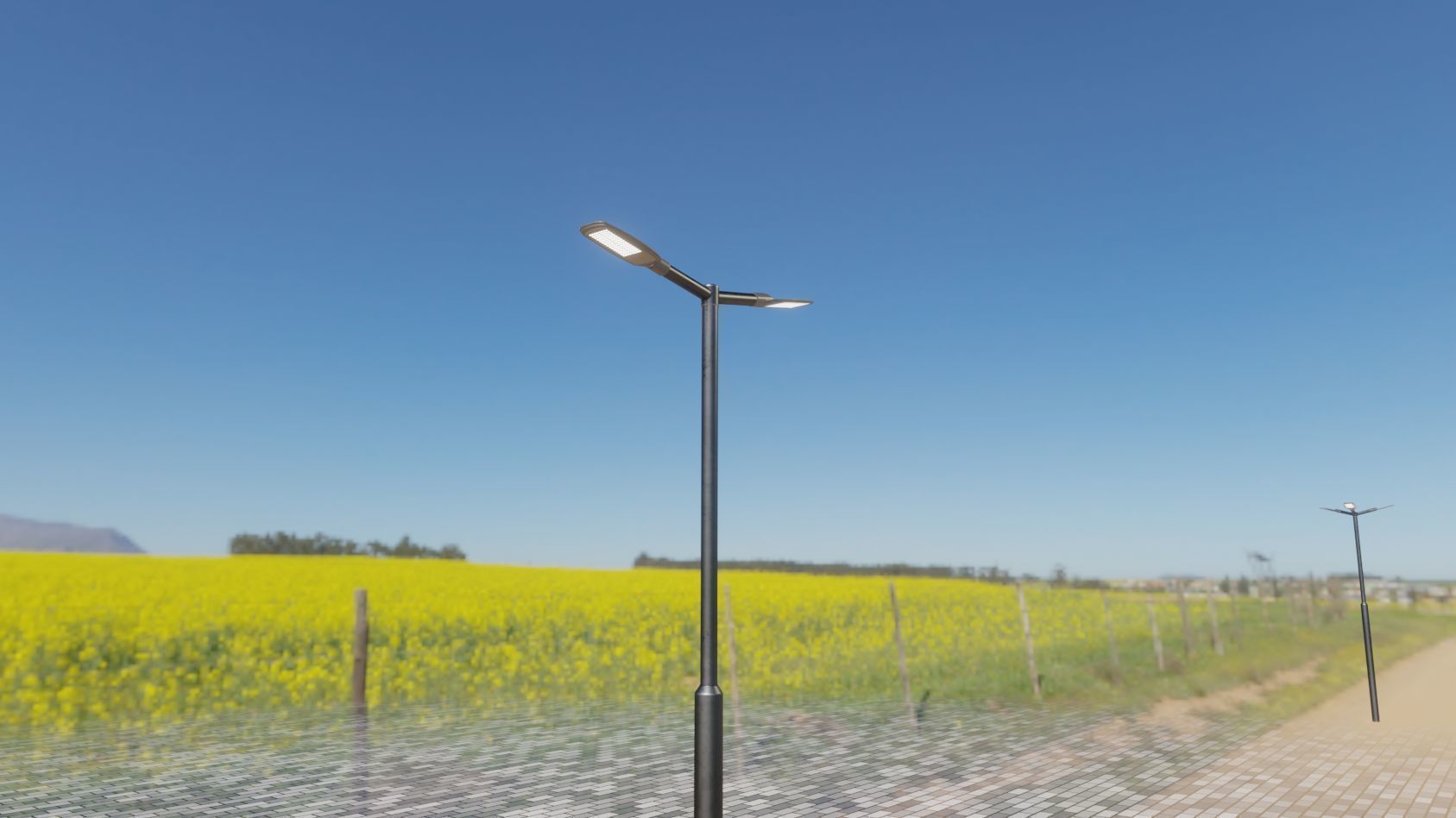Street Light 12 version 2 3m with pole 3 Low-poly 3D model_63