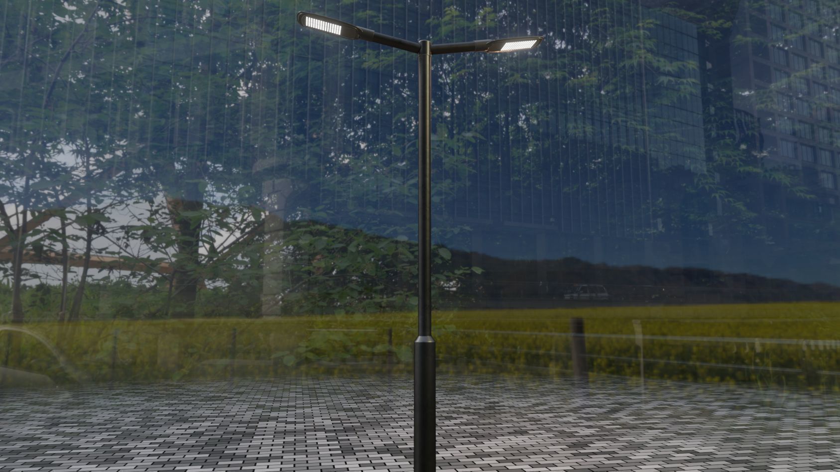 Street Light 12 version 2 3m with pole 3 Low-poly 3D model_1