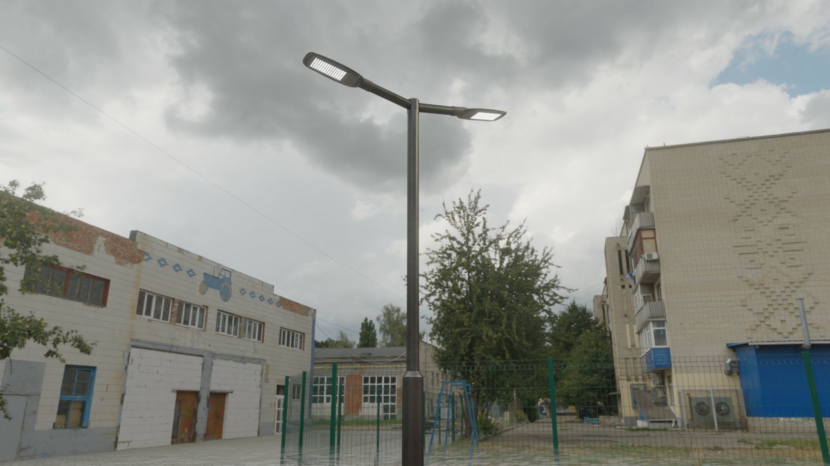 Street Light 12 version 2 3m with pole 3 Low-poly 3D model_99