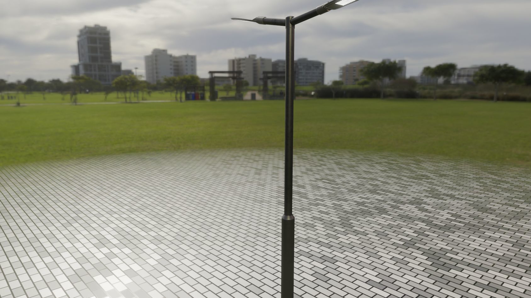 Street Light 12 version 2 3m with pole 3 Low-poly 3D model_7