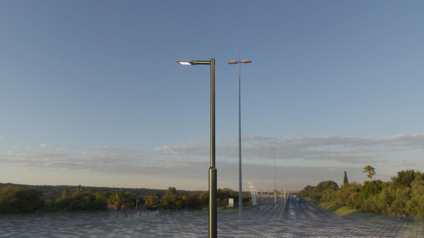 Street Light 12 version 1 3m with pole 3 Low-poly 3D model_5