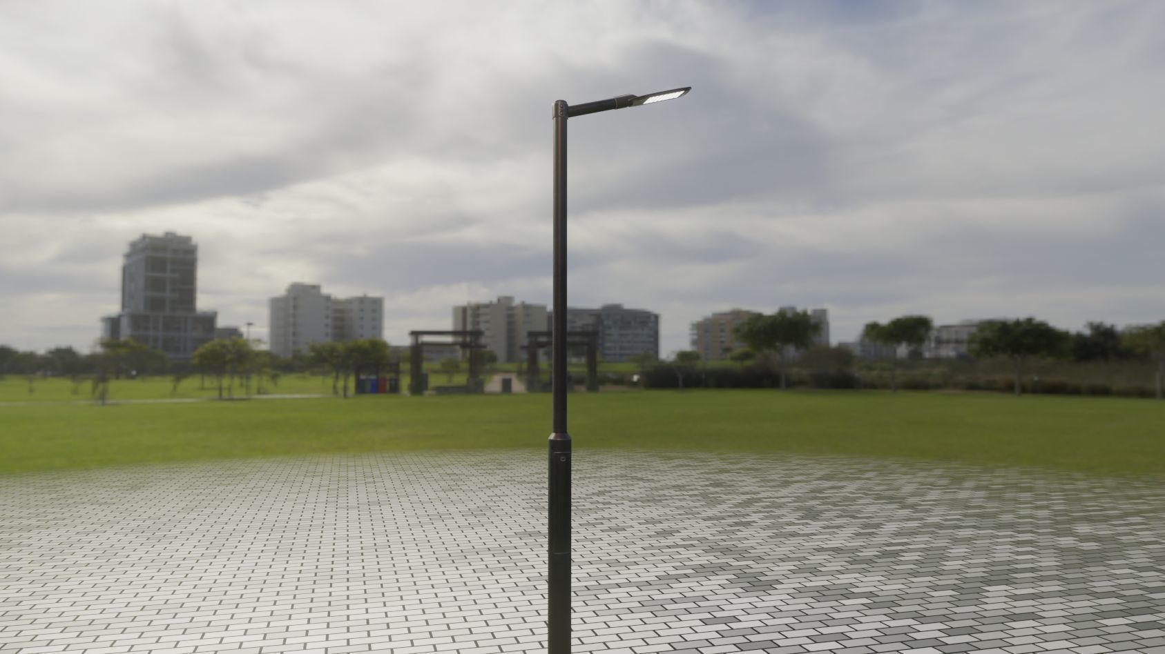 Street Light 12 version 1 3m with pole 3 Low-poly 3D model_84