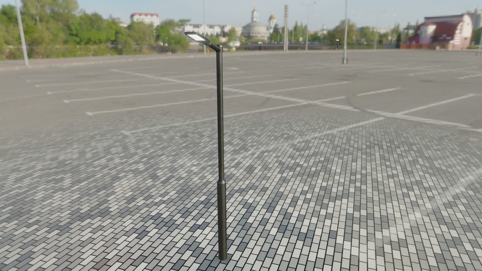 Street Light 12 version 1 3m with pole 3 Low-poly 3D model_96