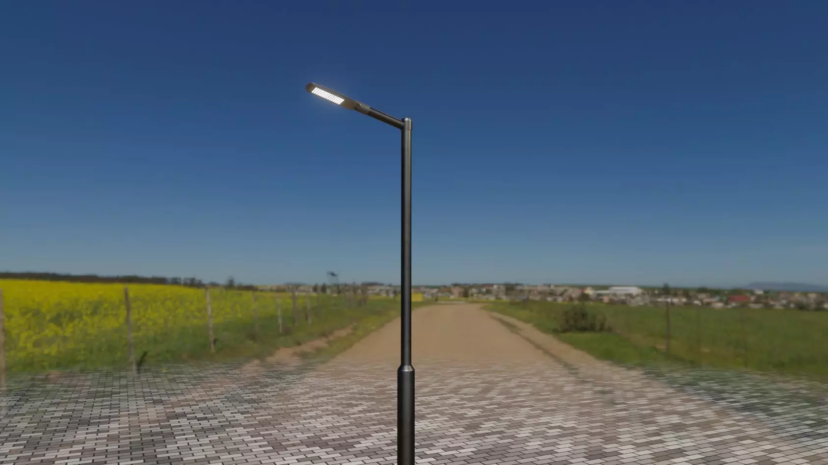 Street Light 12 version 1 3m with pole 3 Low-poly 3D model_0