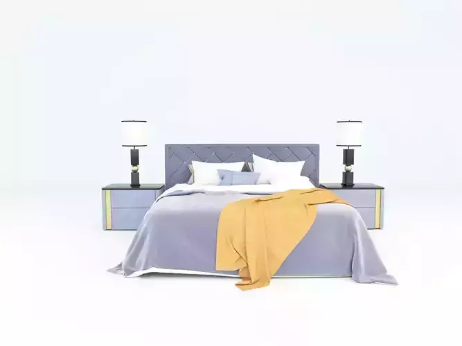 bed model bedroom with and two lamps