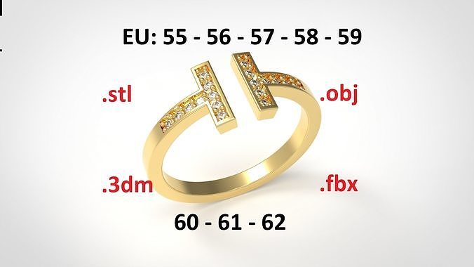 Model 164 Tiffany Diamond Ring EU Size 3D print model