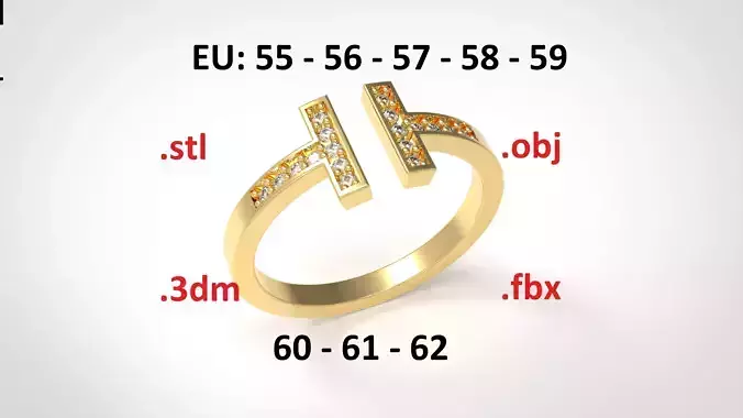 Model 164 Tiffany Diamond Ring EU Size 3D print model