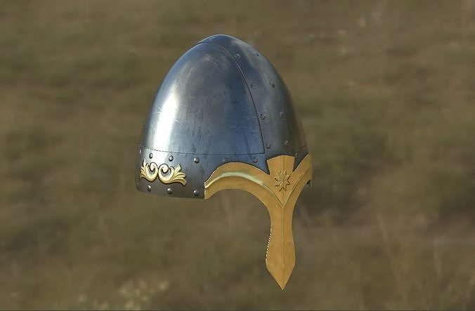 helmet with golden horn 3D model