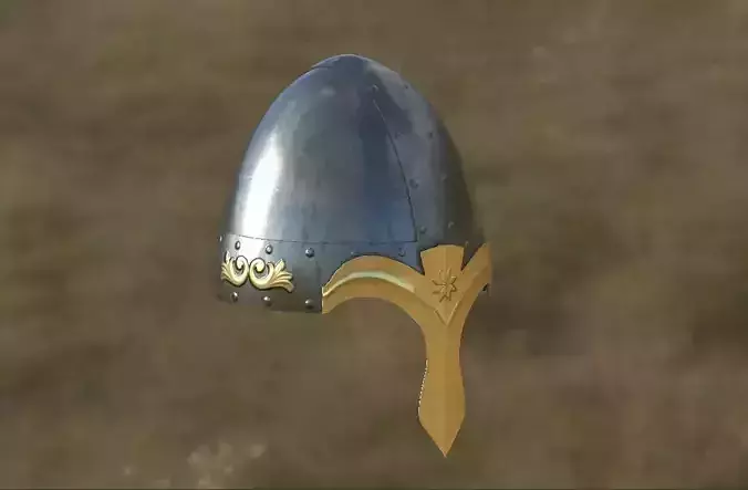 helmet with golden horn 3D model