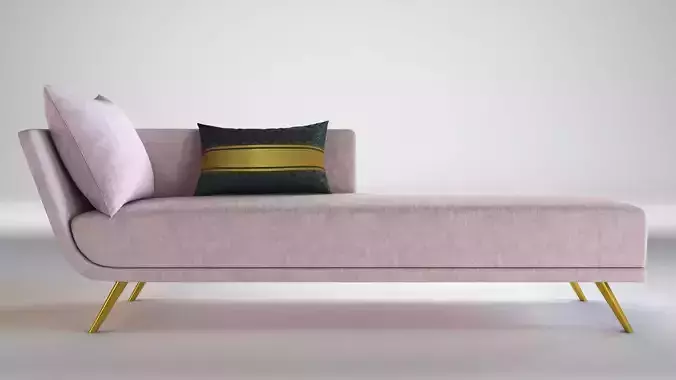 Sofa3 chaise lounge with gold accents