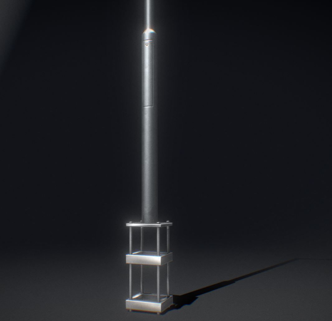 Sci-Fi Street Light 14 version 6 5m with pole 2 Low-poly 3D model_8
