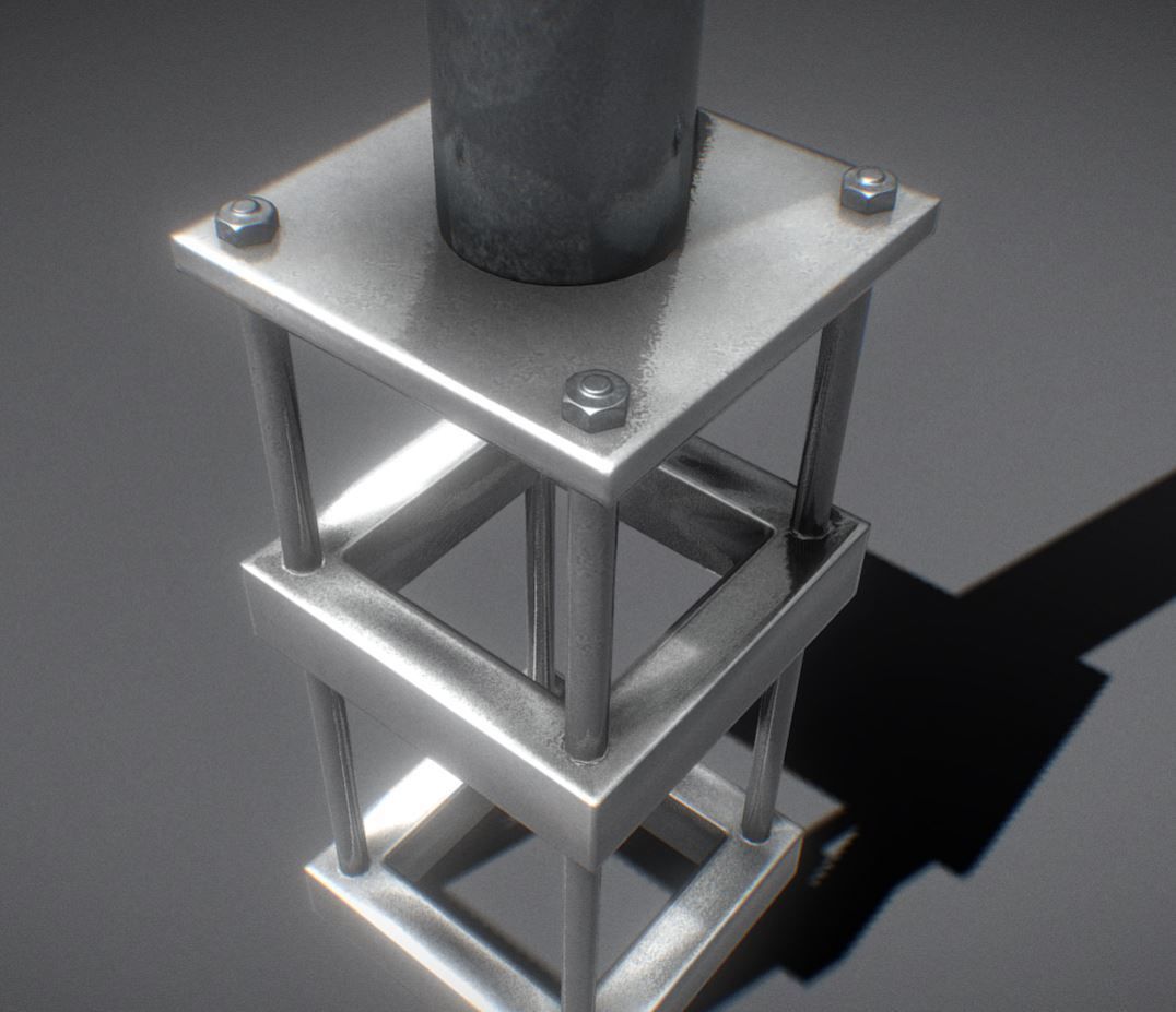 Sci-Fi Street Light 14 version 6 5m with pole 2 Low-poly 3D model_10