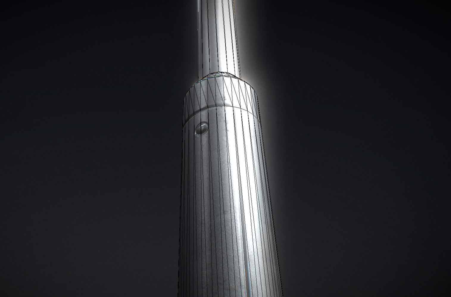 Sci-Fi Street Light 14 version 6 5m with pole 2 Low-poly 3D model_6