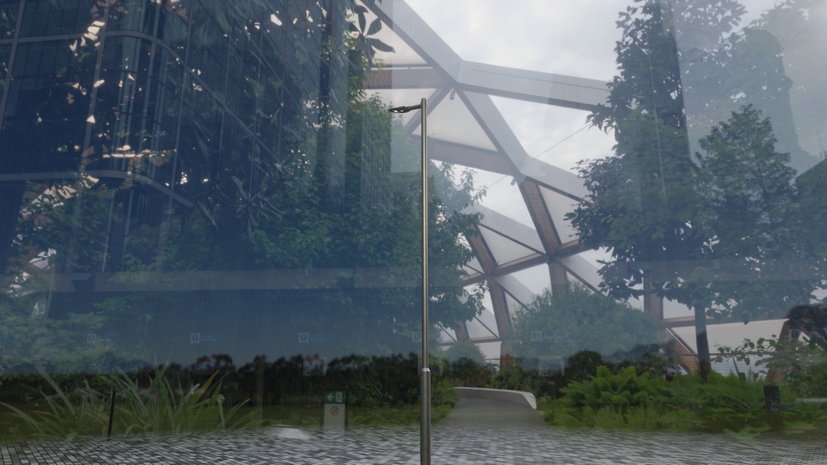 Sci-Fi Street Light 14 version 6 5m with pole 2 Low-poly 3D model_18