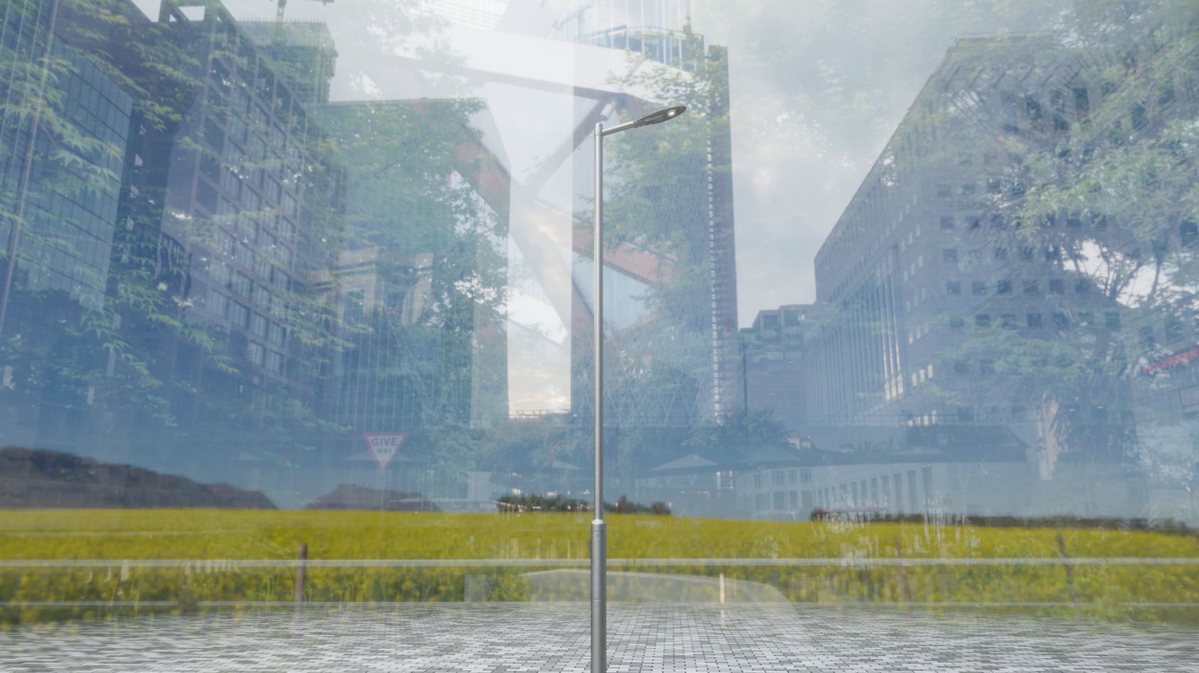 Sci-Fi Street Light 14 version 6 5m with pole 2 Low-poly 3D model_64