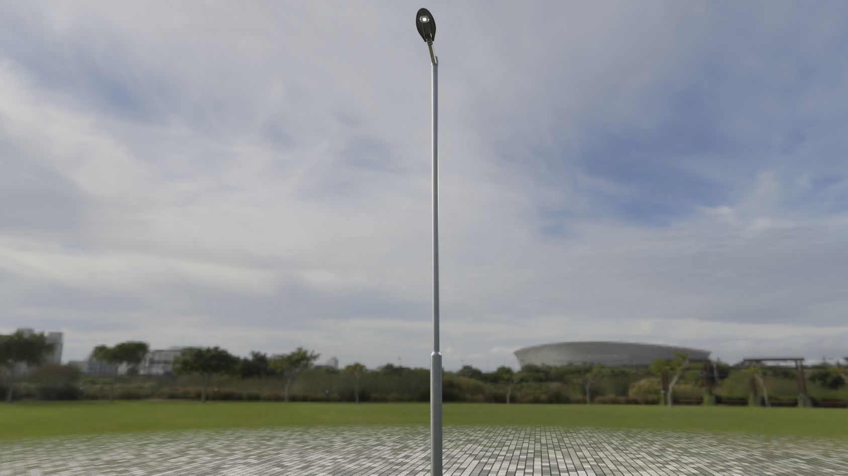 Sci-Fi Street Light 14 version 6 5m with pole 2 Low-poly 3D model_39