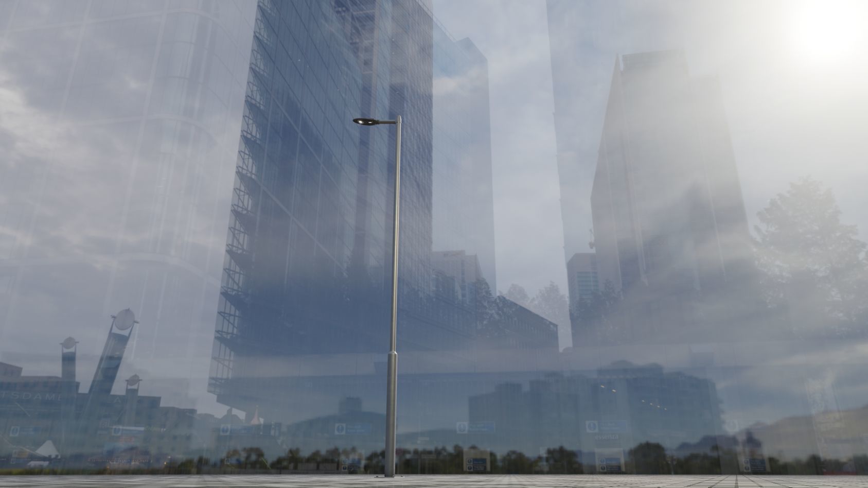 Sci-Fi Street Light 14 version 6 5m with pole 2 Low-poly 3D model_49