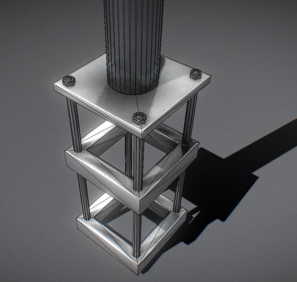 Sci-Fi Street Light 14 version 6 5m with pole 2 Low-poly 3D model_2