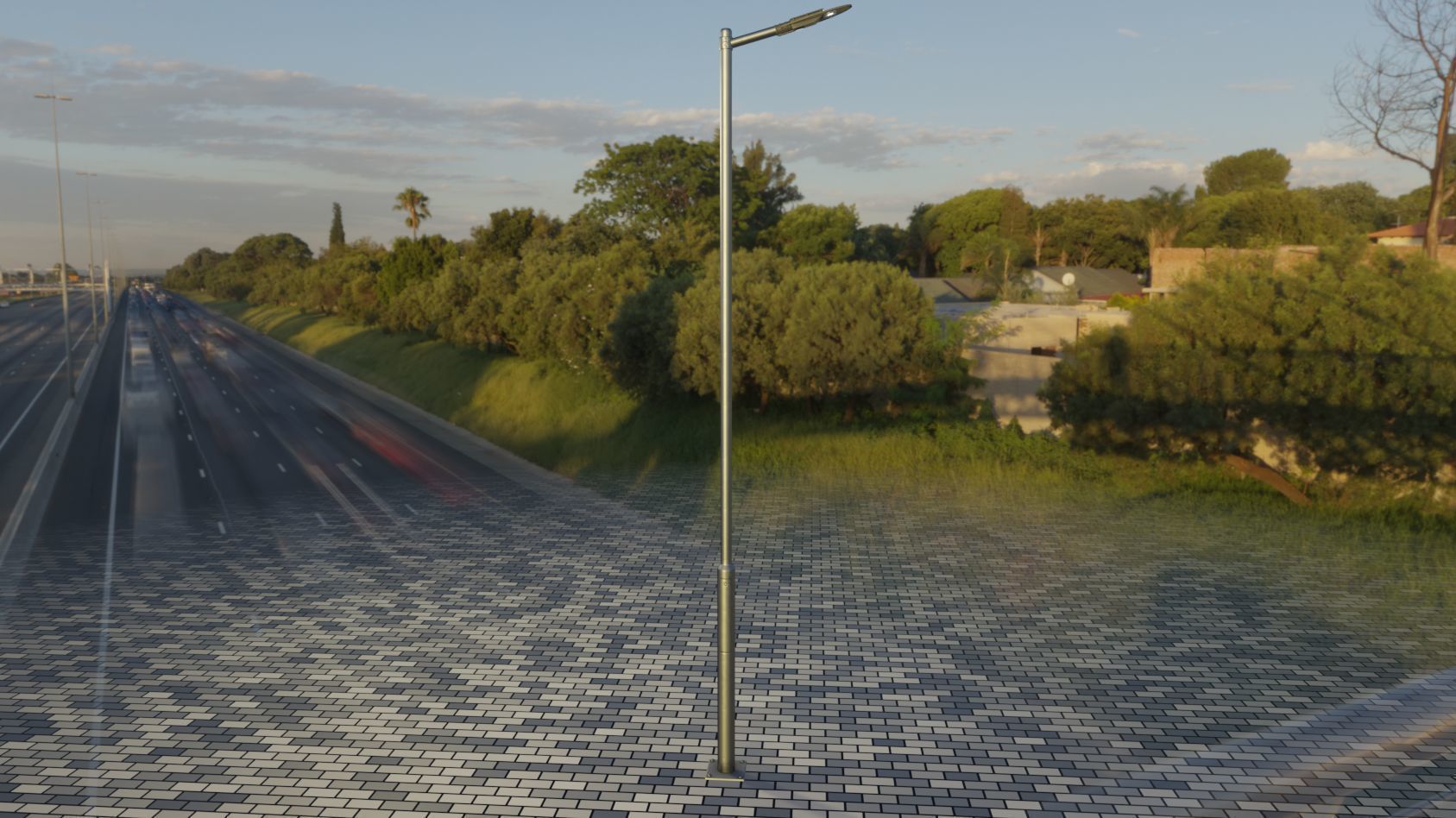 Sci-Fi Street Light 14 version 6 5m with pole 2 Low-poly 3D model_30