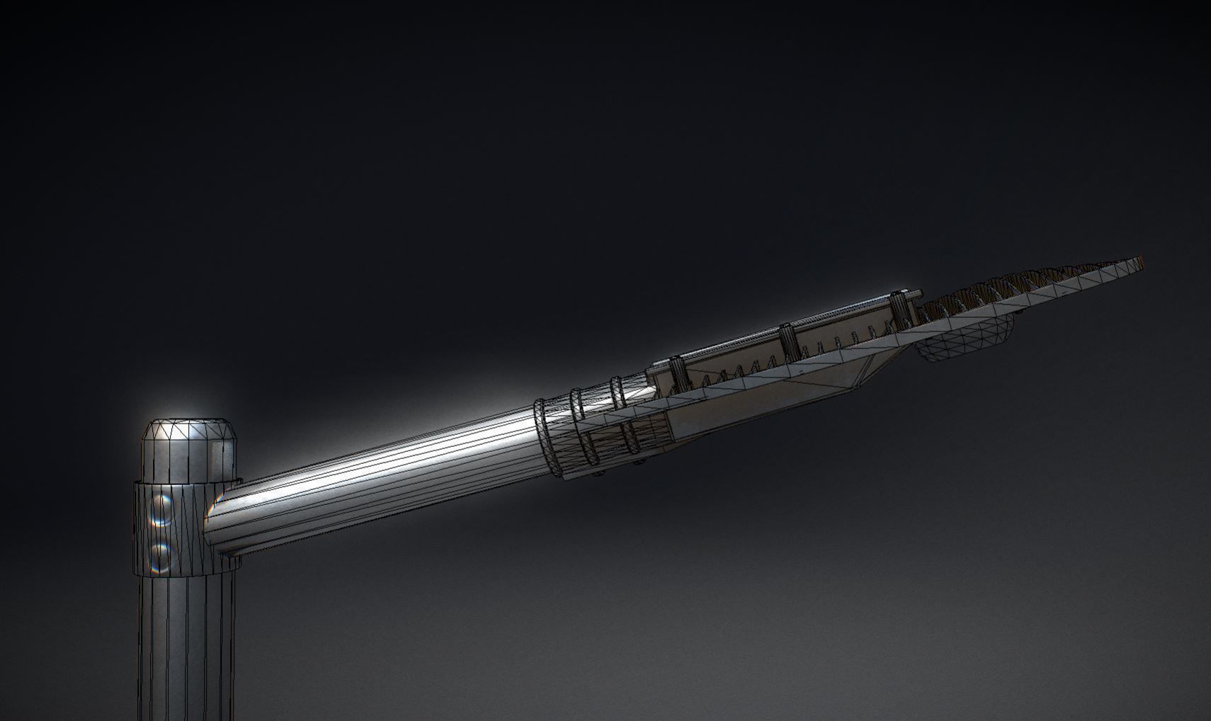 Sci-Fi Street Light 14 version 6 5m with pole 2 Low-poly 3D model_5