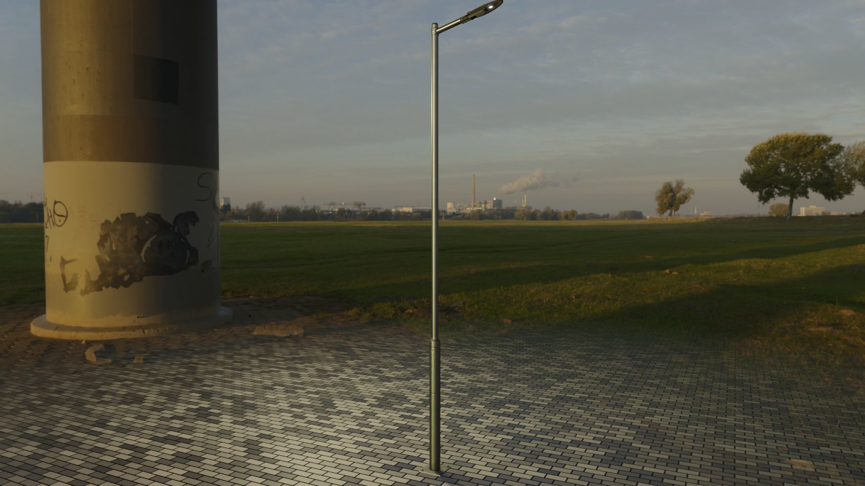 Sci-Fi Street Light 14 version 6 5m with pole 2 Low-poly 3D model_32